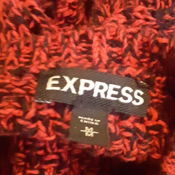 Express Chunky Knit Red Sweater Top Size Medium - Picture 8 of 8